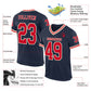 Custom Navy Red-Cream Mesh Authentic Throwback Football Jersey Limited