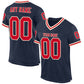 Custom Navy Red-Cream Mesh Authentic Throwback Football Jersey Limited