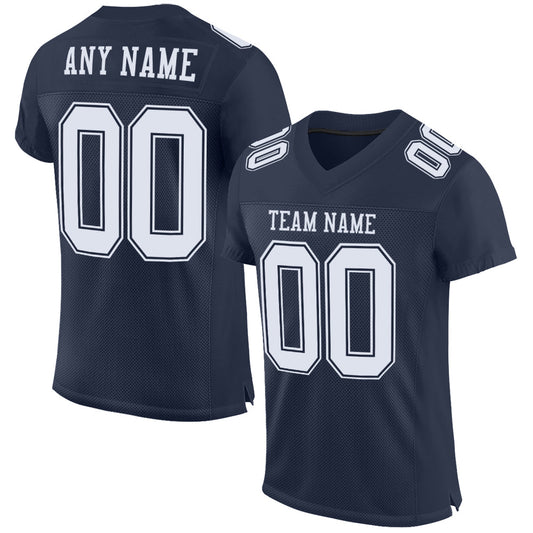 Custom Navy White Mesh Authentic Football Jersey Limited