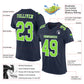 Custom Navy Neon Green-White Mesh Authentic Football Jersey Limited