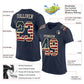 Custom Navy Vintage USA Flag-Cream Mesh Authentic Football Jersey Limited