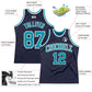Custom Navy Teal-White Authentic Throwback Basketball Jersey Limited