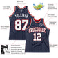 Custom Navy White Pinstripe White Gray-Red Authentic Basketball Jersey Limited