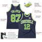 Custom Navy White Pinstripe Neon Green Authentic Basketball Jersey Limited