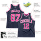 Custom Navy White Pinstripe Pink Authentic Basketball Jersey Limited