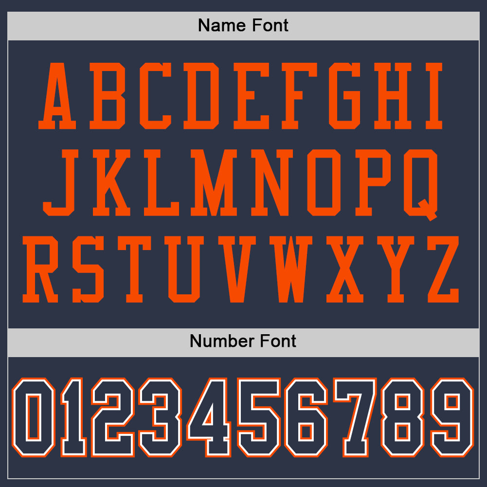 Custom Navy White-Orange Mesh Authentic Football Jersey Limited