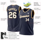 Custom Navy White-Old Gold Authentic Throwback Basketball Jersey Limited