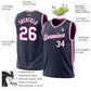 Custom Navy White-Pink Authentic Throwback Basketball Jersey Limited