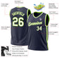 Custom Navy White-Neon Green Authentic Throwback Basketball Jersey Limited