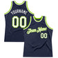 Custom Navy White-Neon Green Authentic Throwback Basketball Jersey