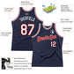 Custom Navy White-Red Authentic Throwback Basketball Jersey Limited