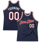 Custom Navy White-Red Authentic Throwback Basketball Jersey