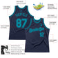 Custom Navy Teal Authentic Throwback Basketball Jersey Limited