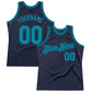 Custom Navy Teal Authentic Throwback Basketball Jersey