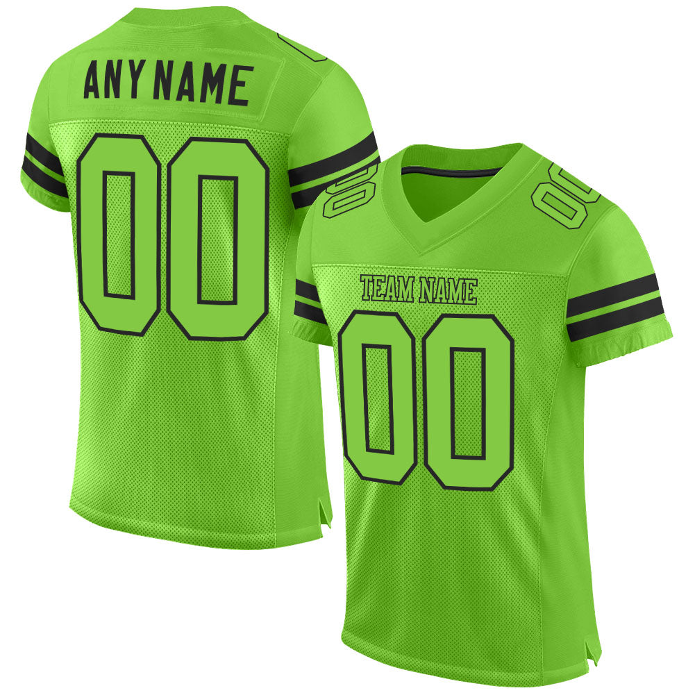 Custom Neon Green Neon Green-Black Mesh Authentic Football Jersey Limited