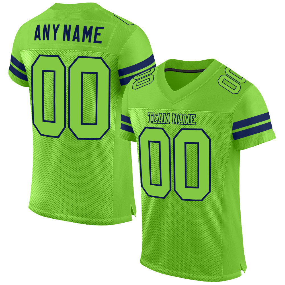 Custom Neon Green Neon Green-Navy Mesh Authentic Football Jersey Limited