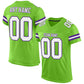 Custom Neon Green White-Purple Mesh Authentic Football Jersey Limited
