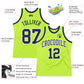 Custom Neon Green Navy-White Authentic Throwback Basketball Jersey Limited