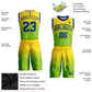 Custom Neon Green Royal-Gold Round Neck Sublimation Basketball Suit Jersey Limited