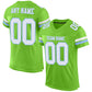 Custom Neon Green White-Light Blue Mesh Authentic Football Jersey Limited