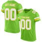 Custom Neon Green White-Yellow Mesh Authentic Football Jersey Limited