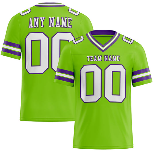 Custom Neon Green White-Purple Mesh Authentic Football Jersey Limited