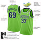 Custom Neon Green Navy-White Authentic Basketball Jersey Limited