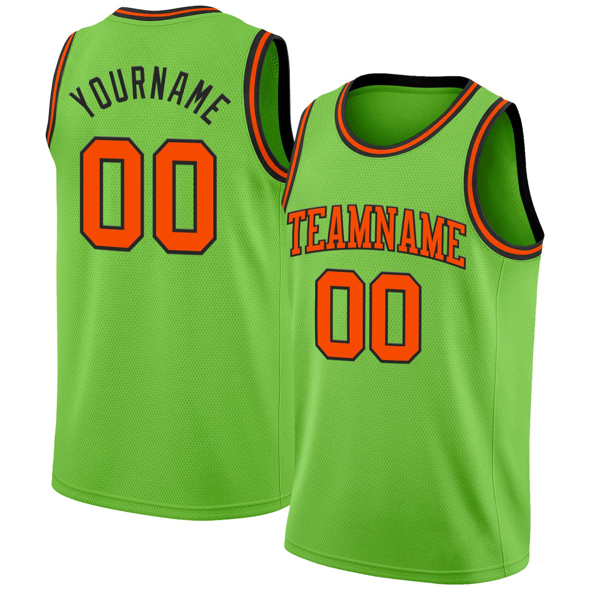 Custom Neon Green Orange-Black Authentic Basketball Jersey