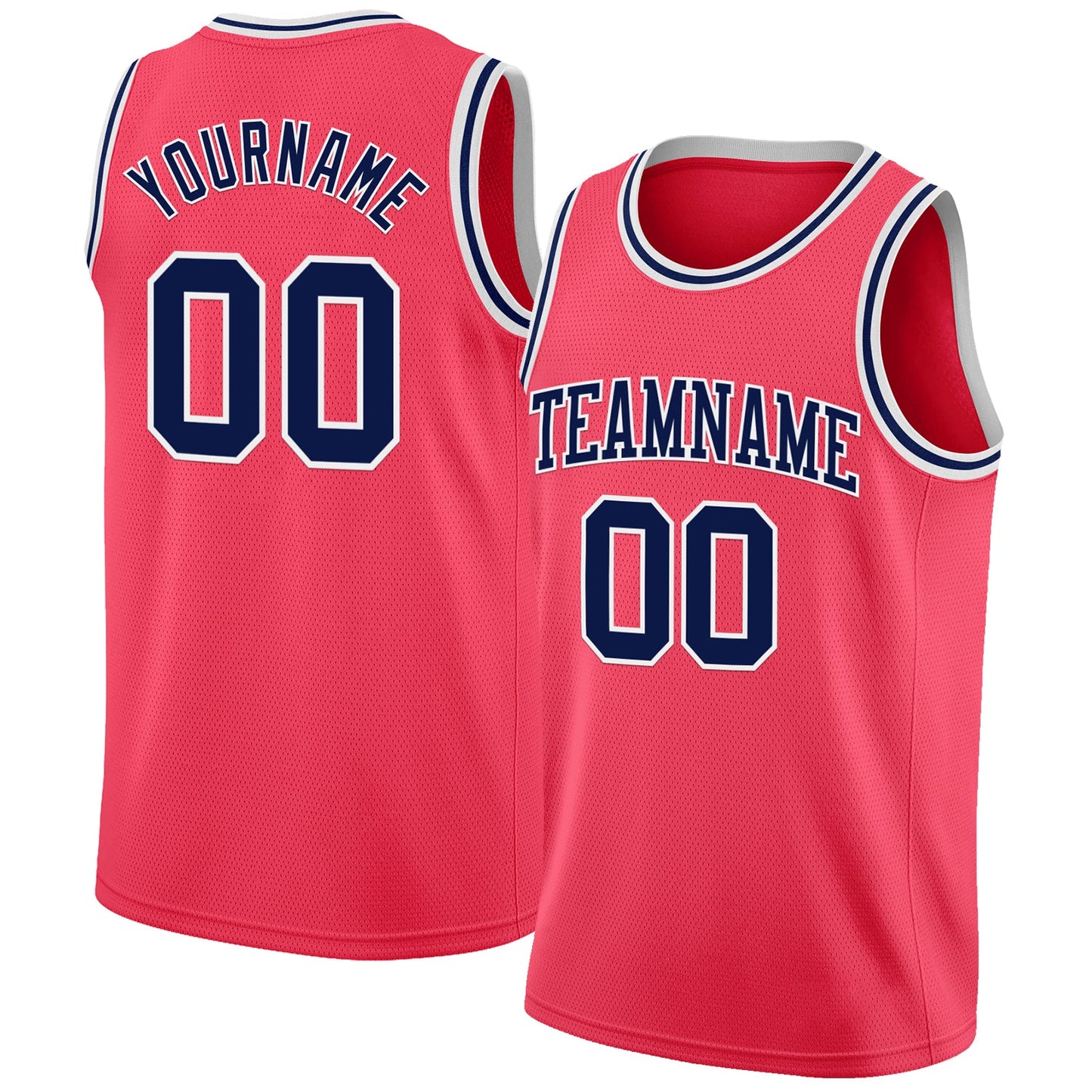 Custom Neon Pink Navy-White Authentic Basketball Jersey