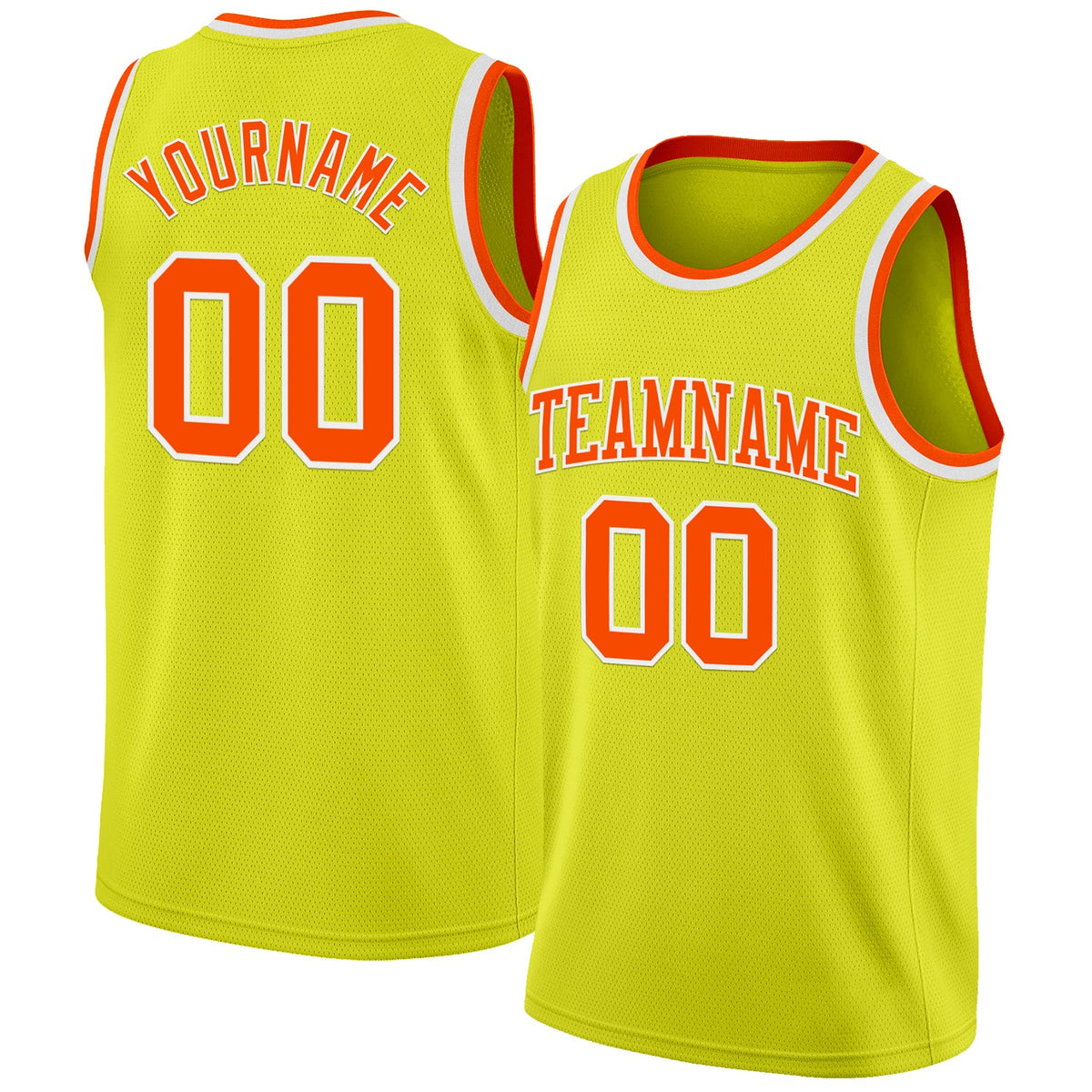 Custom Neon Yellow Orange-White Authentic Basketball Jersey