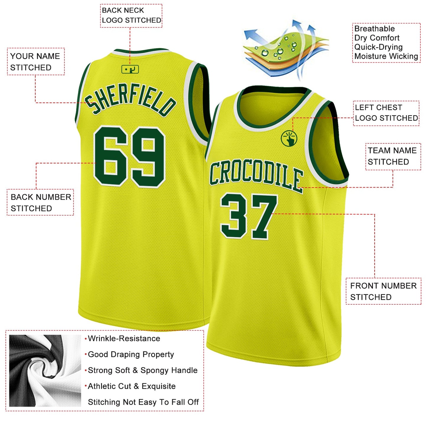 Custom Neon Yellow Green-White Authentic Basketball Jersey Limited
