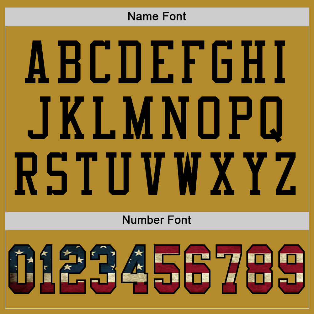 Custom Old Gold Vintage USA Flag-Black Mesh Authentic Football Jersey Limited