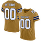 Custom Old Gold White-Navy Mesh Authentic Football Jersey Limited