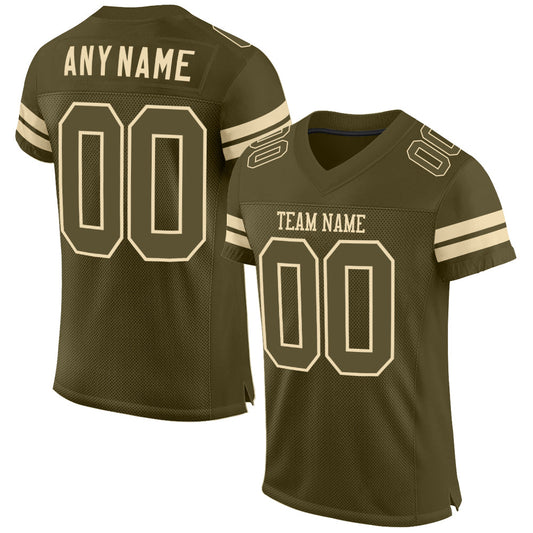 Custom Olive Olive-Cream Mesh Authentic Salute To Service Football Jersey Limited