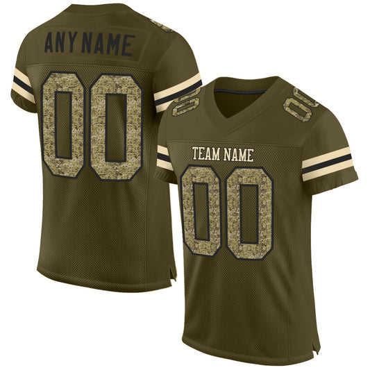 Custom Olive Camo-Black Mesh Authentic Salute To Service Football Jersey Limited