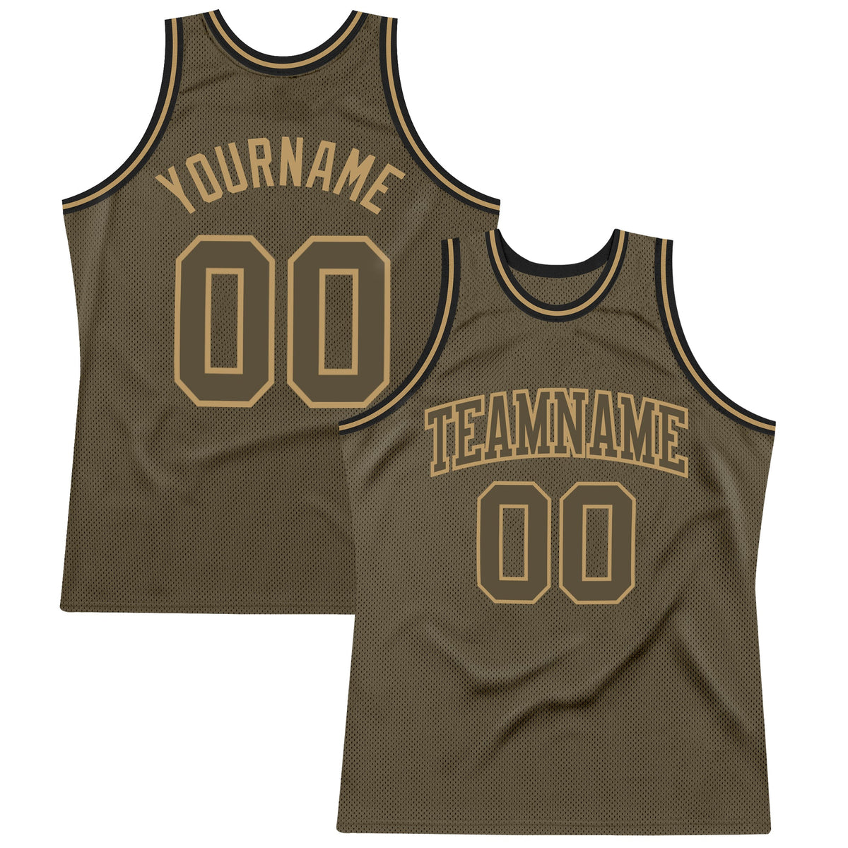 Custom Olive Olive-Old Gold Authentic Throwback Salute To Service Basketball Jersey