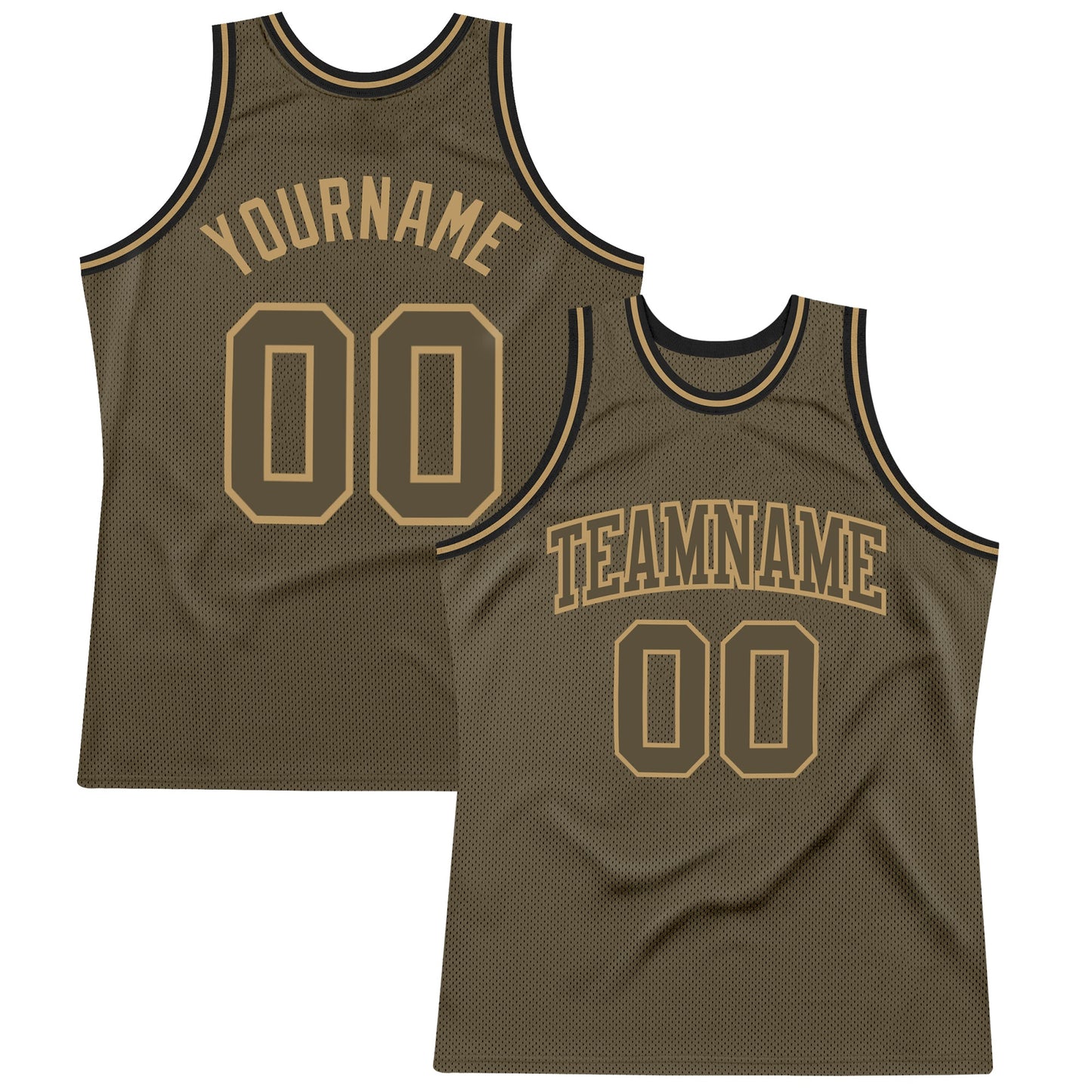 Custom Olive Olive-Old Gold Authentic Throwback Salute To Service Basketball Jersey