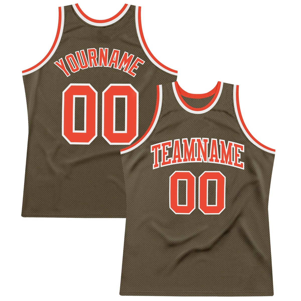 Custom Olive Orange-White Authentic Throwback Salute To Service Basketball Jersey