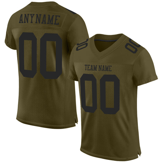 Custom Olive Black Mesh Authentic Salute To Service Football Jersey Limited