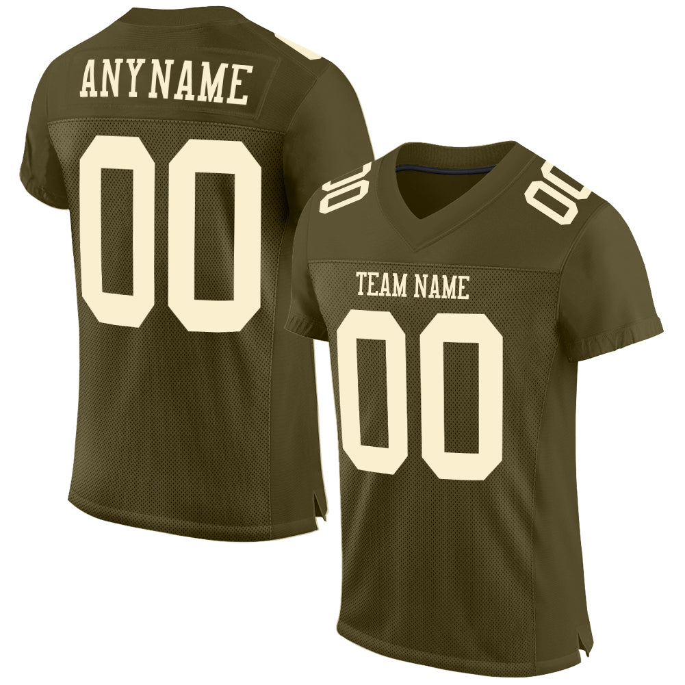 Custom Olive Cream Mesh Authentic Salute To Service Football Jersey Limited