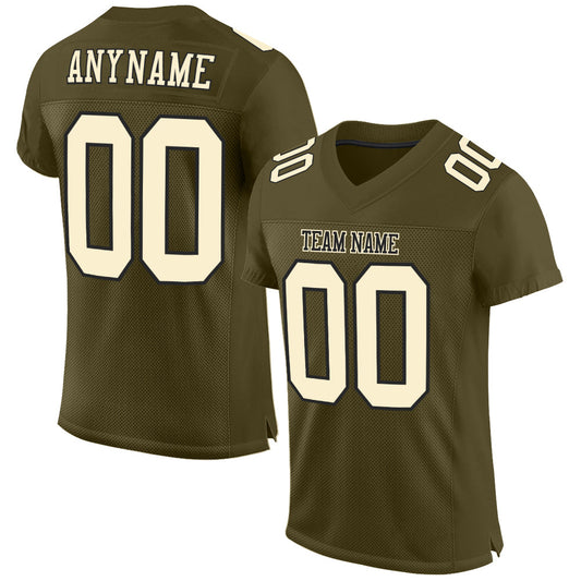 Custom Olive Cream-Black Mesh Authentic Salute To Service Football Jersey Limited