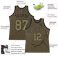 Custom Olive Camo-Black Authentic Throwback Salute To Service Basketball Jersey Limited