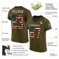 Custom Olive Vintage USA Flag Cream-Black Mesh Authentic Salute To Service Football Jersey Limited