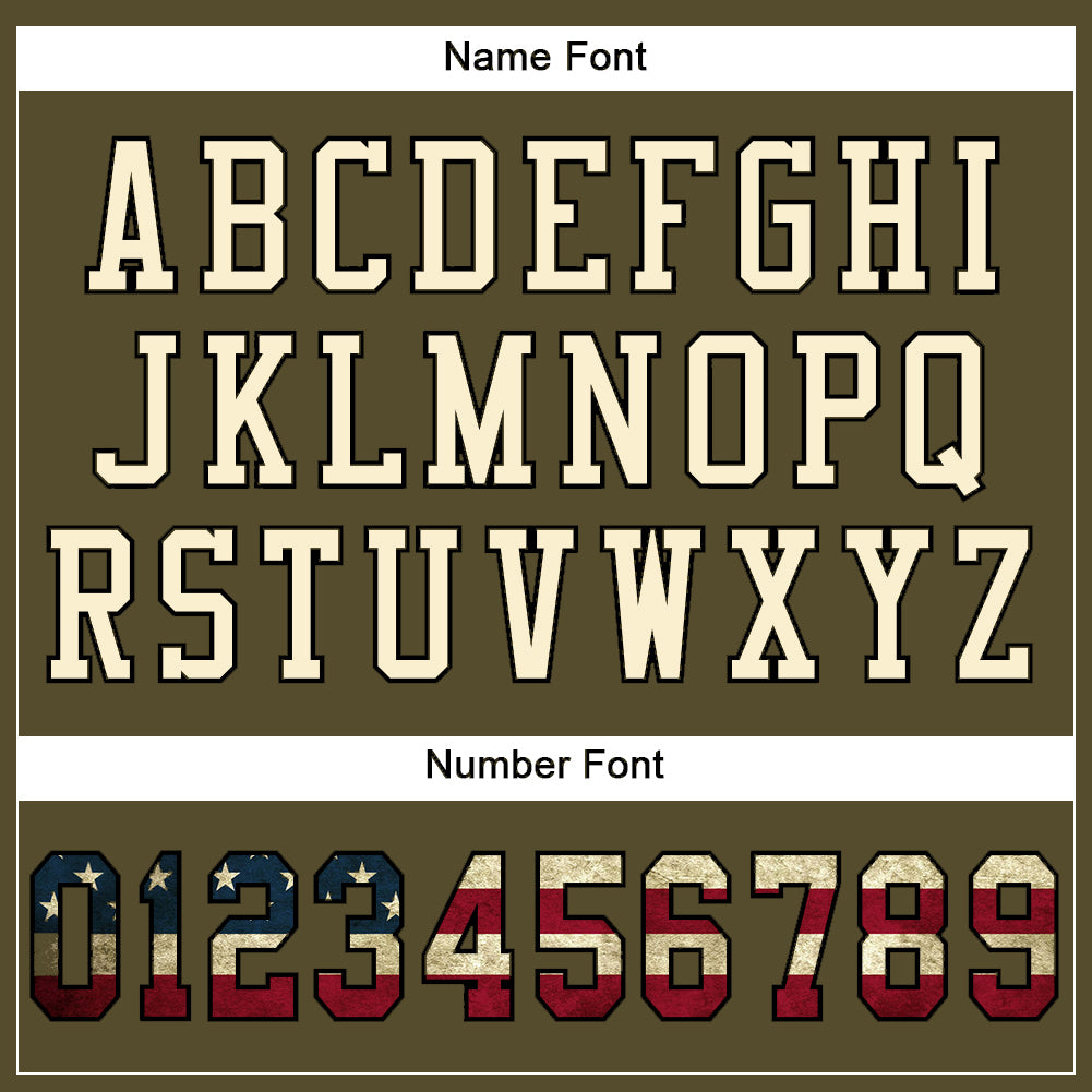 Custom Olive Vintage USA Flag Cream-Black Mesh Authentic Salute To Service Football Jersey Limited