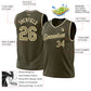 Custom Olive Camo Cream-Black Authentic Throwback Salute To Service Basketball Jersey Limited