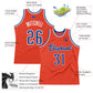 Custom Orange Royal-White Authentic Throwback Basketball Jersey Limited