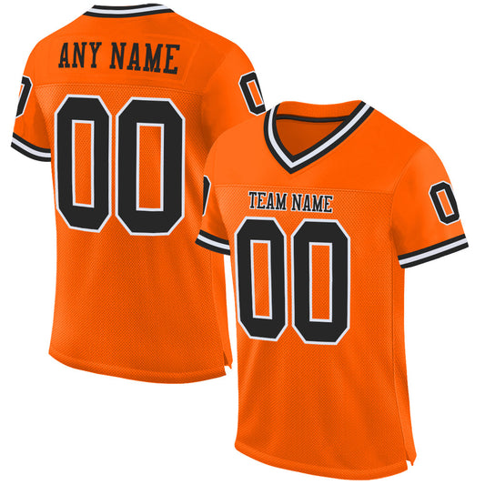 Custom Orange Black-White Mesh Authentic Throwback Football Jersey Limited