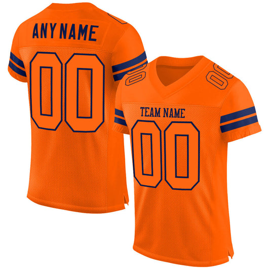 Custom Orange Orange-Navy Mesh Authentic Football Jersey Limited