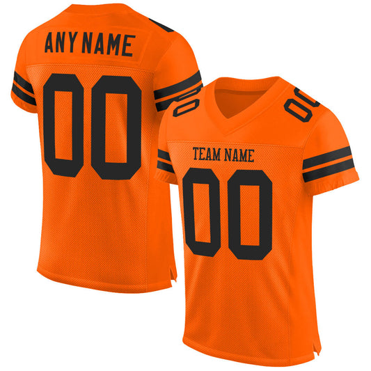 Custom Orange Black Mesh Authentic Football Jersey Limited
