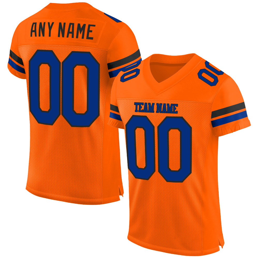 Custom Orange Royal-Black Mesh Authentic Football Jersey Limited